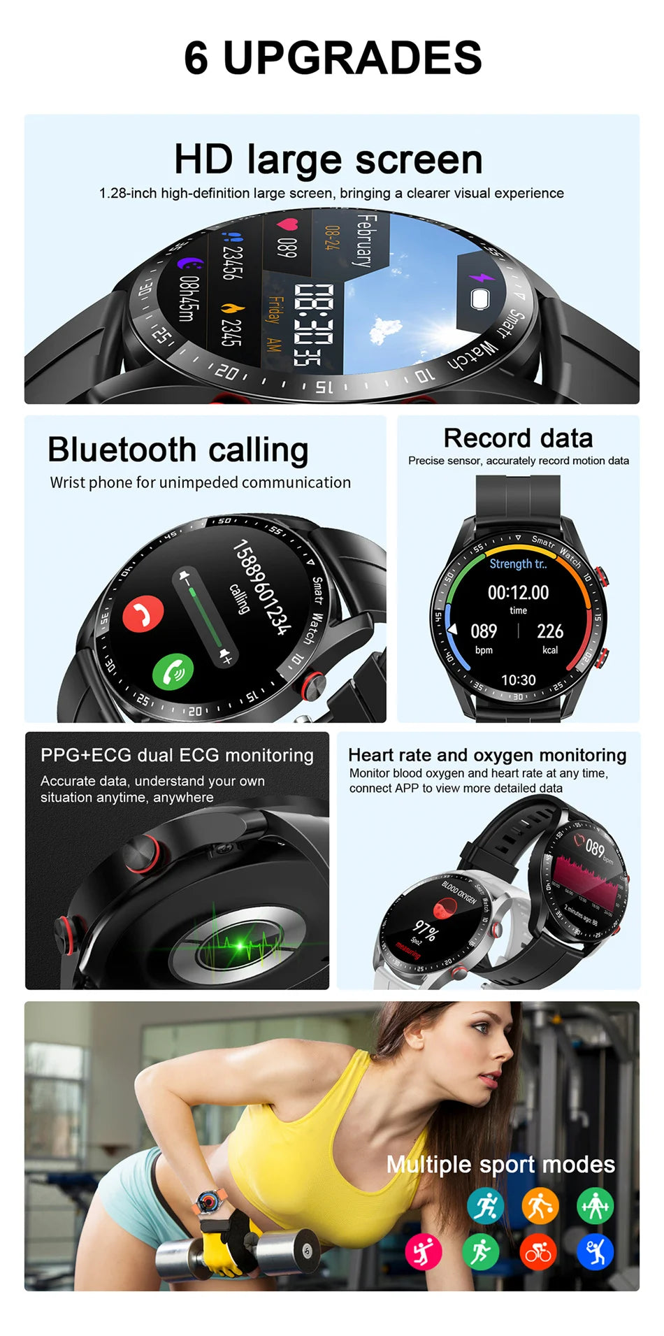 ECG+PPG Bluetooth Smart Watch for Men - Fitness, Health Monitoring, Sports & Waterproof with Blood Pressure & Call Features + Premium Gift Box