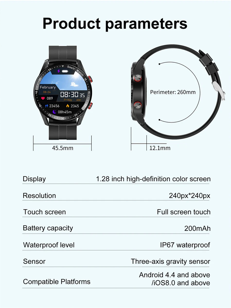 ECG+PPG Bluetooth Smart Watch for Men - Fitness, Health Monitoring, Sports & Waterproof with Blood Pressure & Call Features + Premium Gift Box