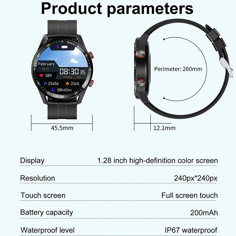 ECG+PPG Bluetooth Smart Watch for Men - Fitness, Health Monitoring, Sports & Waterproof with Blood Pressure & Call Features + Premium Gift Box