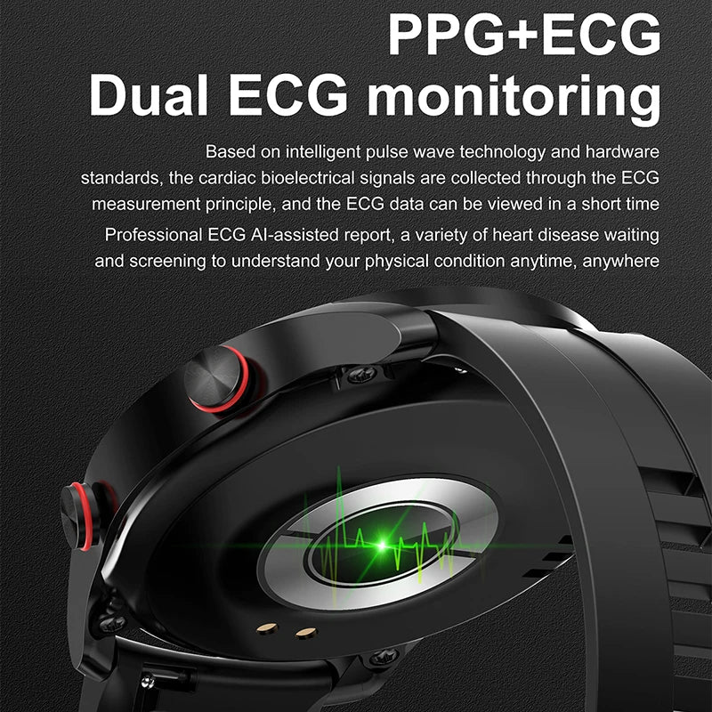 ECG+PPG Bluetooth Smart Watch for Men - Fitness, Health Monitoring, Sports & Waterproof with Blood Pressure & Call Features + Premium Gift Box